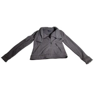 Gap Womens Gray Fleece Moto Jacket Asymmetric Zip Biker Sweatshirt Small
